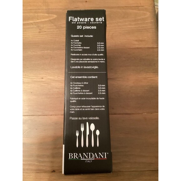 BRANDANI ITALY HIGH QUALITY STAINLESS STEEL 20 PC FLATWARE SET NEW IN BOX "DROP" - Picture 3 of 4